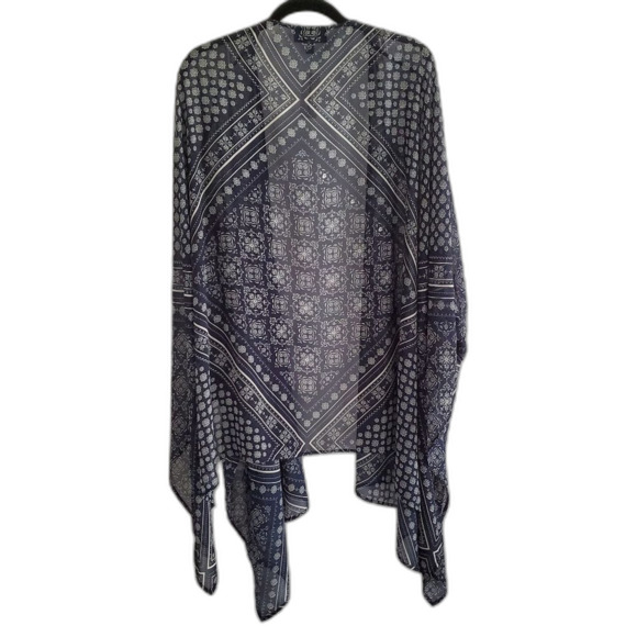 NWT Lane Bryant Women's Kimono One Size Blue Cream Flowy Lightweight Cover-Up - Picture 3 of 6